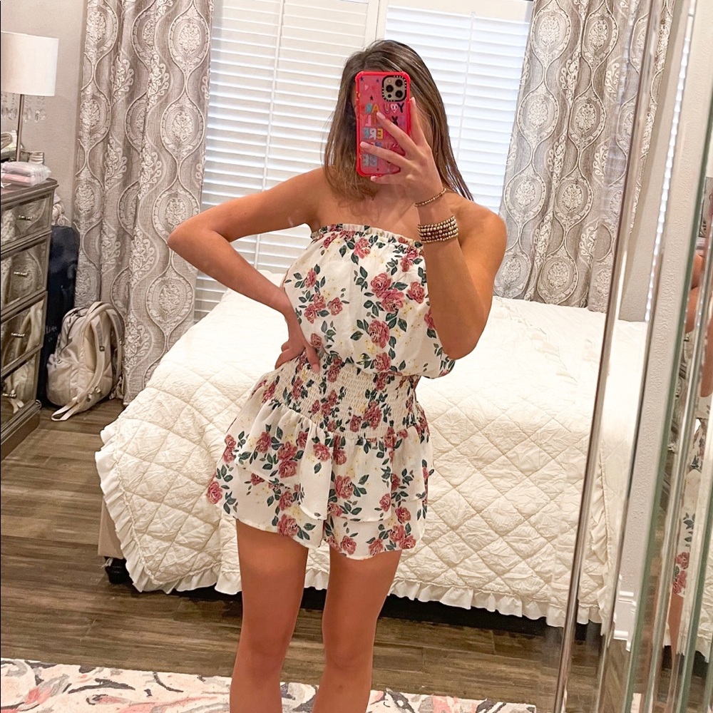 floral ruffled romper